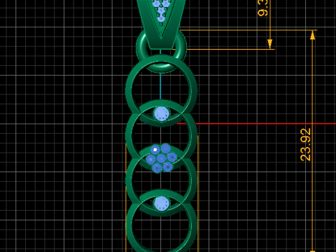 Elegant Linked Circle Gem Pendant 3D Printable Jewelry Model 3D Print Model