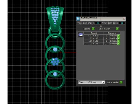 Elegant Linked Circle Gem Pendant 3D Printable Jewelry Model 3D Druckmodell