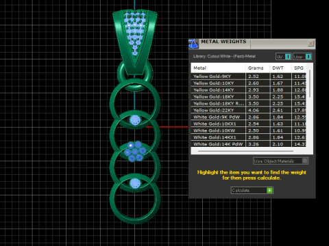 Elegant Linked Circle Gem Pendant 3D Printable Jewelry Model 3D Print Model