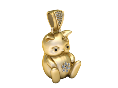 Adorable Cat Pendant 3D Printable Jewelry Model Modello di stampa 3D