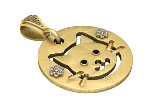 Cat Medallion 3D Printable Jewelry Model Modèles 3D en vedette