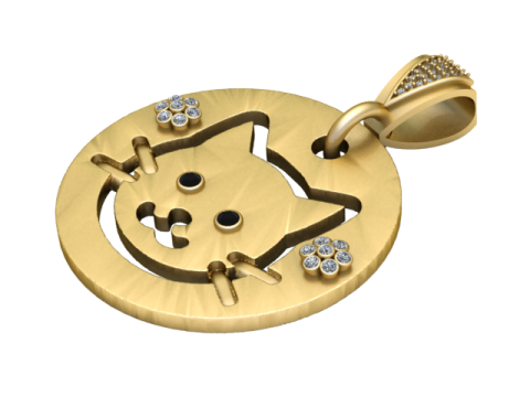 Cat Medallion 3D Printable Jewelry Model Modèles 3D en vedette