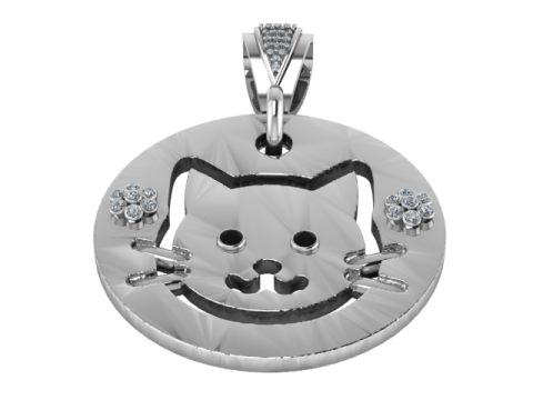 Cat Medallion 3D Printable Jewelry Model Modèles 3D en vedette