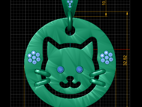 Cat Medallion 3D Printable Jewelry Model Modèles 3D en vedette