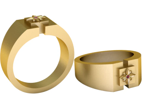 Geometric Signet Ring 3D Printable Jewelry Model 3D Print Model