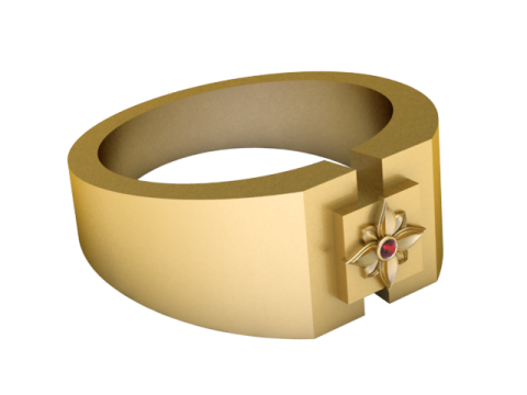 Geometric Signet Ring 3D Printable Jewelry Model Modèles 3D en vedette
