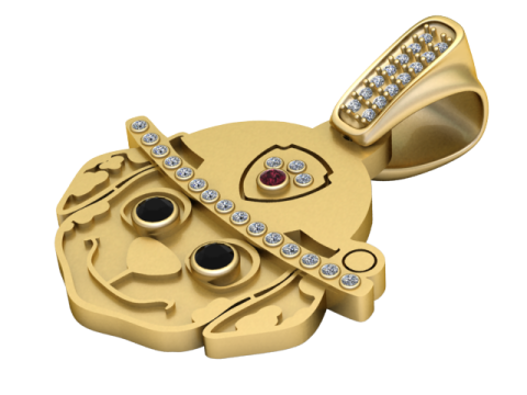 Cartoon Character with Helmet Golden Pendant 3D Printable Model 3D 프린트 모델