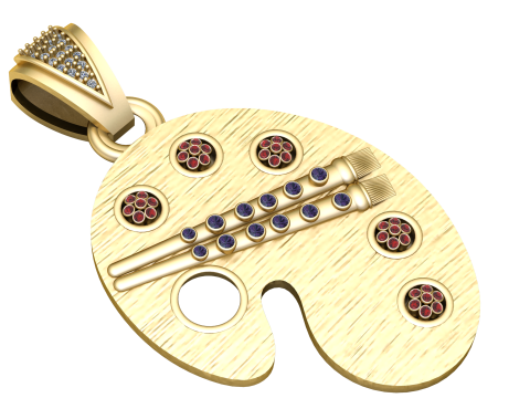 Golden Painting Necklace 3D Printable Jewelry Model 3D प्रिंट मॉडल