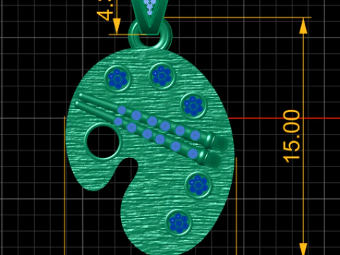 Golden Painting Necklace 3D Printable Jewelry Model 3D Print Model
