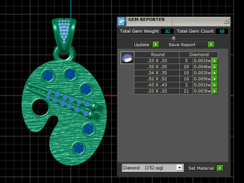 Golden Painting Necklace 3D Printable Jewelry Model 3D Print Model