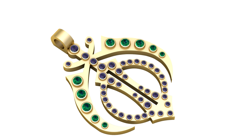 Khanda Pendant 3D Printable Sikh Symbol Jewelry Model 3D printmodel .c4d .max .obj .3ds .fbx .stl .blend 
