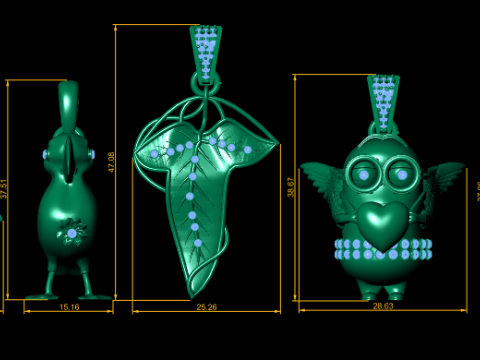 Handcrafted 3D Printed Pendants Collection 3D Baskı Modeli