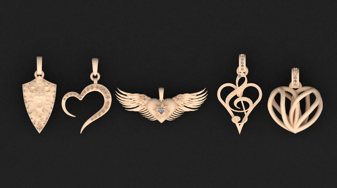 This Heart Shape Diamond Pendant 3D Print Model .c4d .max .obj .3ds .fbx .stl .blend