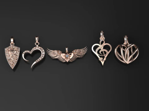 This Heart Shape Diamond Pendant 3D Print Model