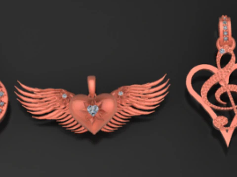 This Heart Shape Diamond Pendant 3D Print Model