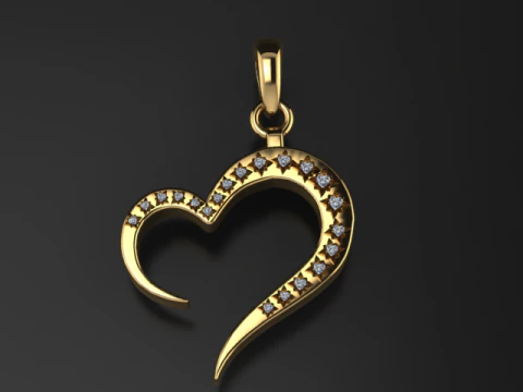 This Heart Shape Diamond Pendant 3D Print Model