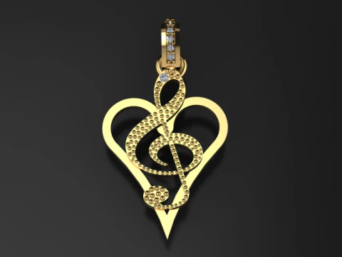 This Heart Shape Diamond Pendant 3D Print Model
