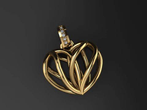 This Heart Shape Diamond Pendant 3D Print Model