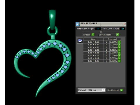 This Heart Shape Diamond Pendant 3D Print Model