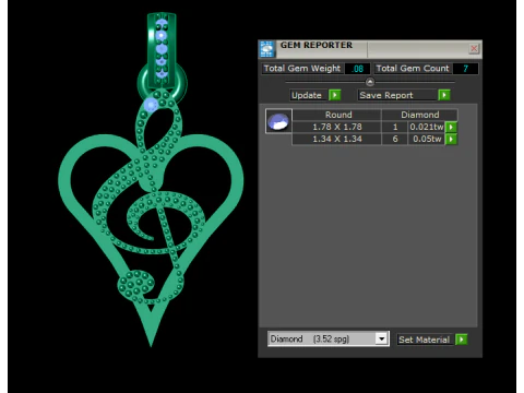This Heart Shape Diamond Pendant 3D Print Model