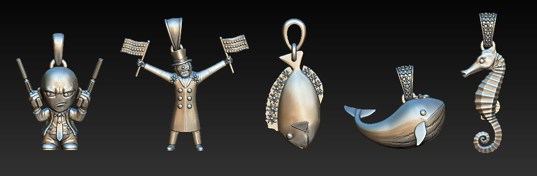 Character Sea Life Pendant Collection 3D Print Model .c4d .max .obj .3ds .fbx .stl .blend 