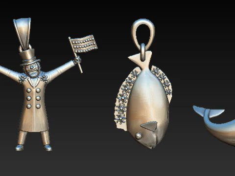Karakter Deniz Yaşamı Kolye Koleksiyonu 3D Baskı Modeli