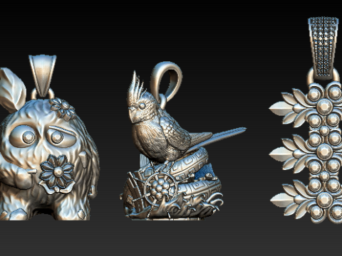 Fantasy Creature Floral Pendant Collection 3D Baskı Modeli