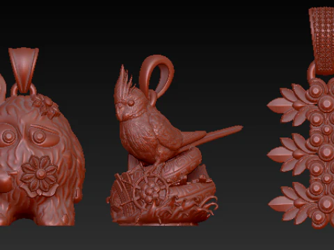 空想の生き物 フローラル ペンダント コレクション 3Dプリントモデル