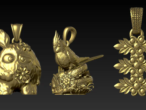 空想の生き物 フローラル ペンダント コレクション 3Dプリントモデル