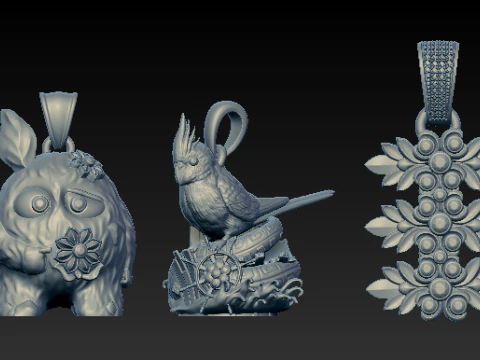 空想の生き物 フローラル ペンダント コレクション 3Dプリントモデル