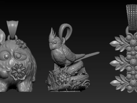 空想の生き物 フローラル ペンダント コレクション 3Dプリントモデル