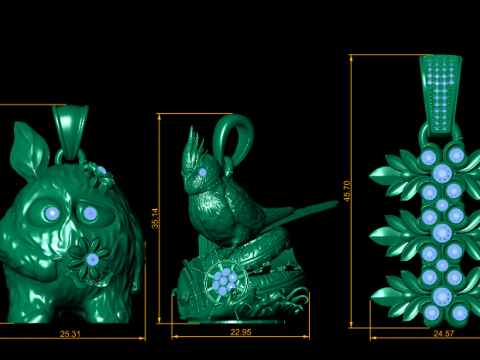 空想の生き物 フローラル ペンダント コレクション 3Dプリントモデル