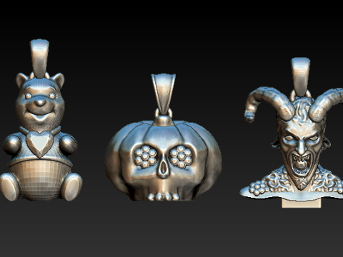 Dark Fantasy Gothic Pendant Collection Model Cetak 3D