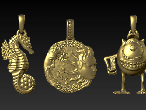 Set of 5 Artistic 3D Printable Pendants Model do druku 3D