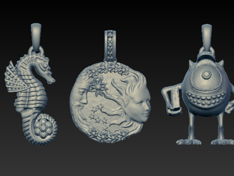 Set of 5 Artistic 3D Printable Pendants Model do druku 3D