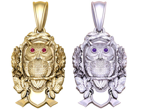 Owl pendant 3d printable model Modello di stampa 3D