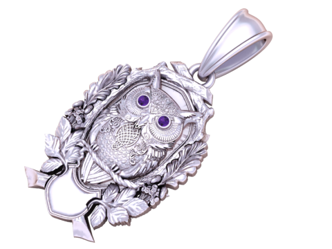 Owl pendant 3d printable model Modello di stampa 3D