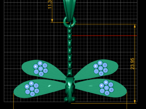 MODEL CETAK 3D LIONTIN EMAS KUPU-KUPU Model Cetak 3D