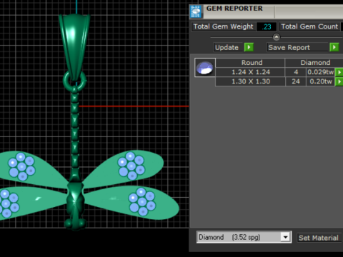 MODEL CETAK 3D LIONTIN EMAS KUPU-KUPU Model Cetak 3D