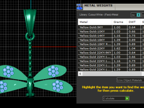 MODEL CETAK 3D LIONTIN EMAS KUPU-KUPU Model Cetak 3D