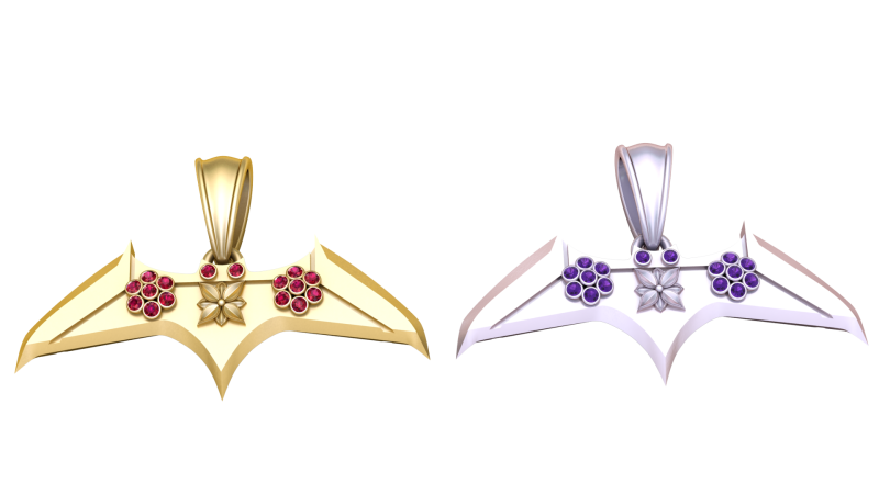 Modello stampabile 3d con ciondolo ala di pipistrello Modello di stampa 3D .c4d .max .obj .3ds .fbx .stl .blend 