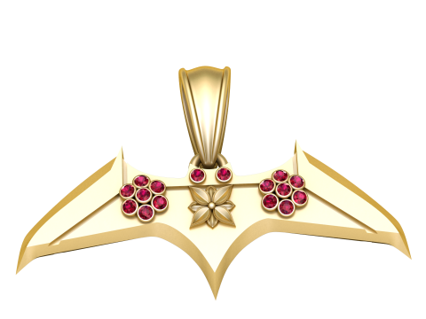 Modello stampabile 3d con ciondolo ala di pipistrello Modello di stampa 3D