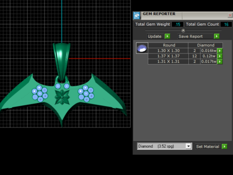 Modello stampabile 3d con ciondolo ala di pipistrello Modello di stampa 3D