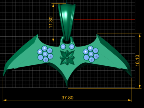 Modello stampabile 3d con ciondolo ala di pipistrello Modello di stampa 3D