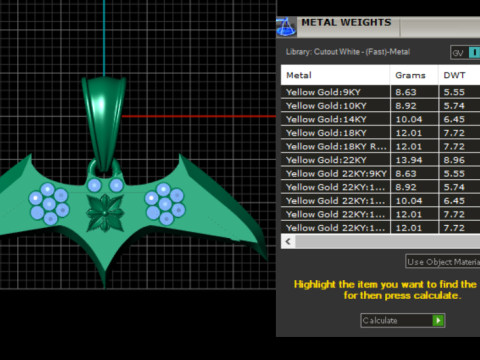 Modello stampabile 3d con ciondolo ala di pipistrello Modello di stampa 3D