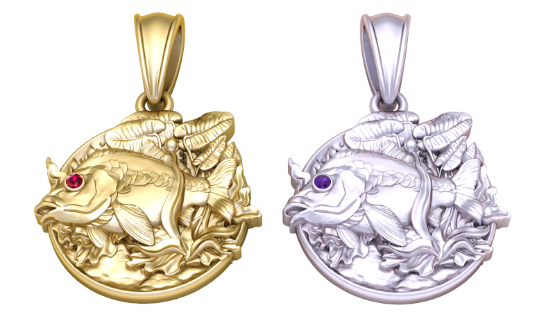 둥근 물고기 펜던트 3D 인쇄 가능 모델 3D 프린트 모델 .c4d .max .obj .3ds .fbx .stl .blend 