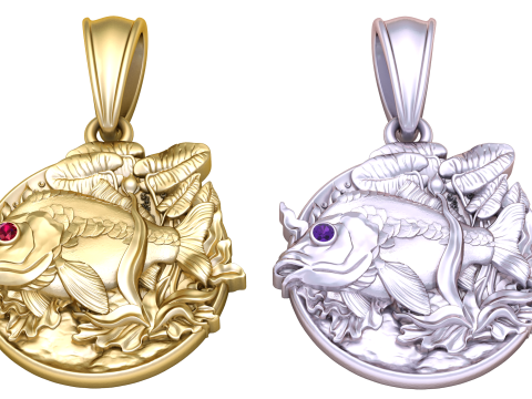 ROUND FISH PENDANT 3D PRINTABLE MODEL 3D Druckmodell