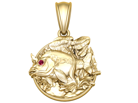 둥근 물고기 펜던트 3D 인쇄 가능 모델 3D 프린트 모델