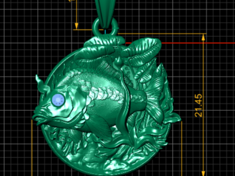 둥근 물고기 펜던트 3D 인쇄 가능 모델 3D 프린트 모델