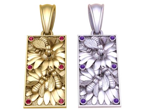FLOWER GOLD PENDANT 3D PRINTABLE MODEL Modèles 3D en vedette